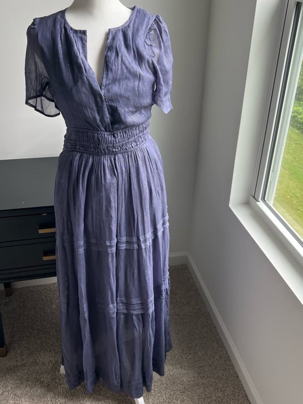 Anthropologie Lavender Maxi Dress with Smocked Waist